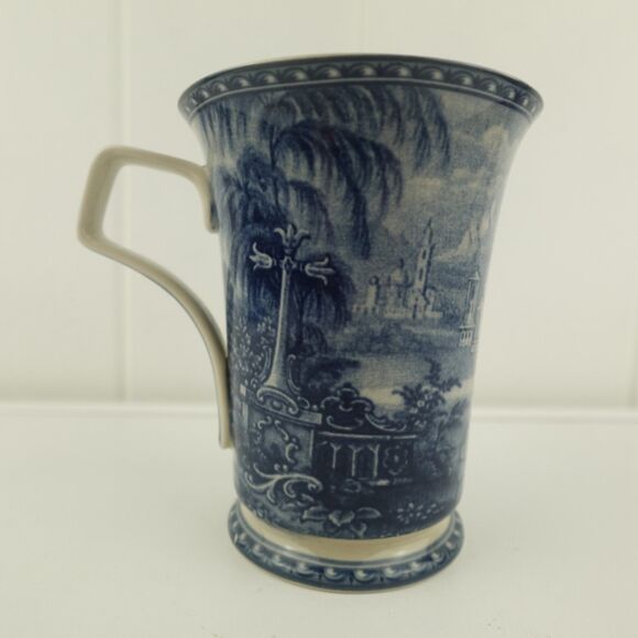 Staffordshire Blue & White Cup Mug - Picture 3 of 8
